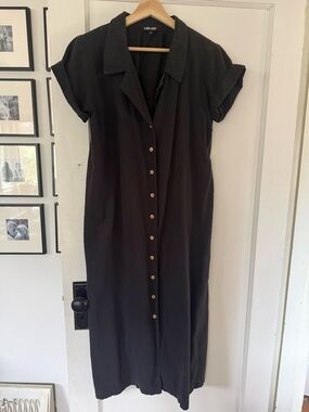 Ilana Kohn Black Button-Front Midi Dress